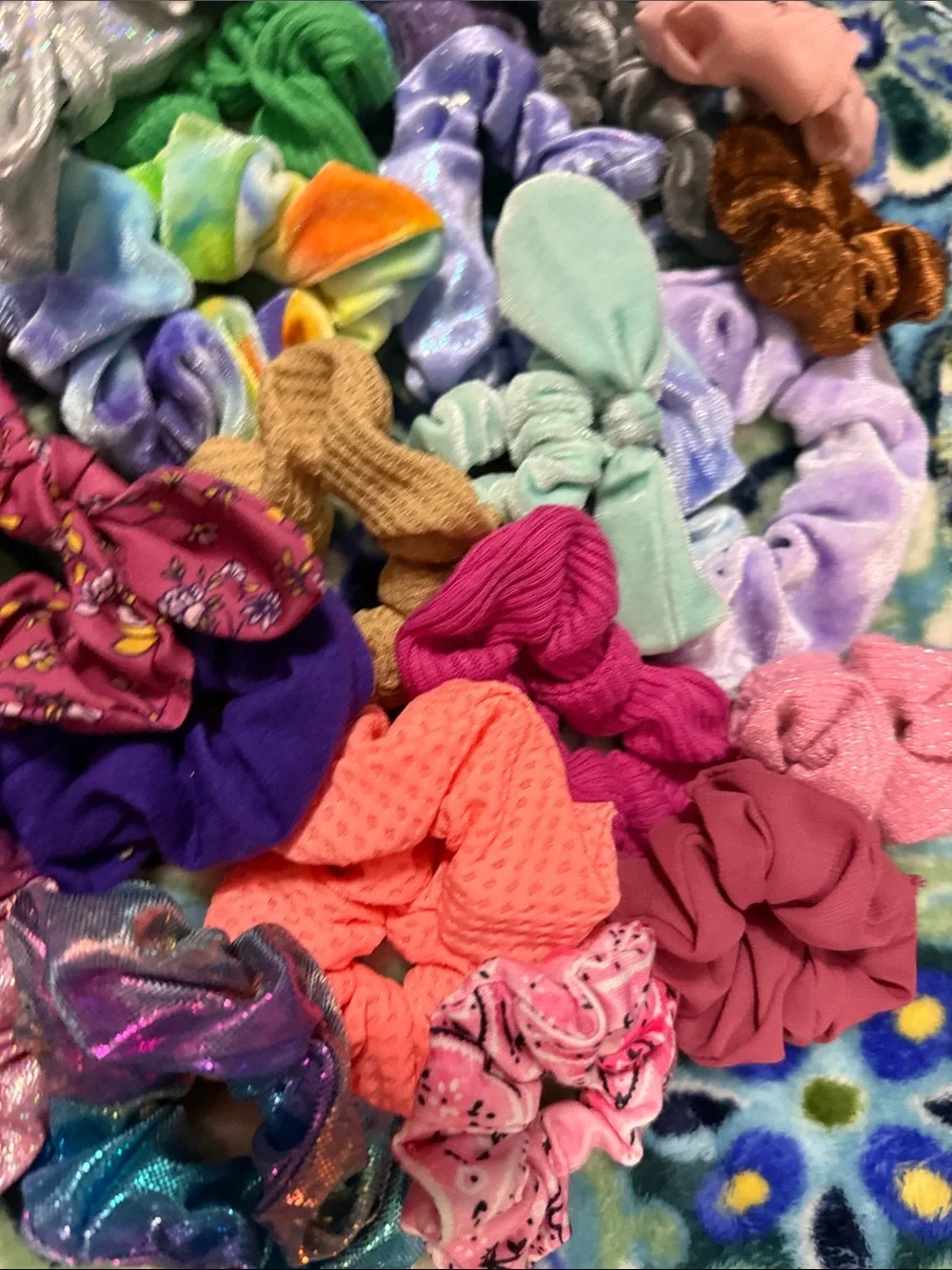 45 Assorted Kids Hair Scrunchie Pack - Multicolor